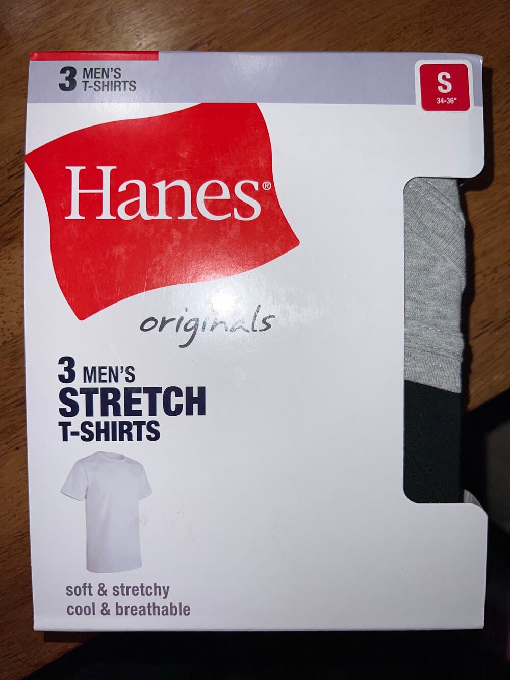 Hanes Men's Stretch Black & Gray T-Shirts, 3 Pack, Size Small, New